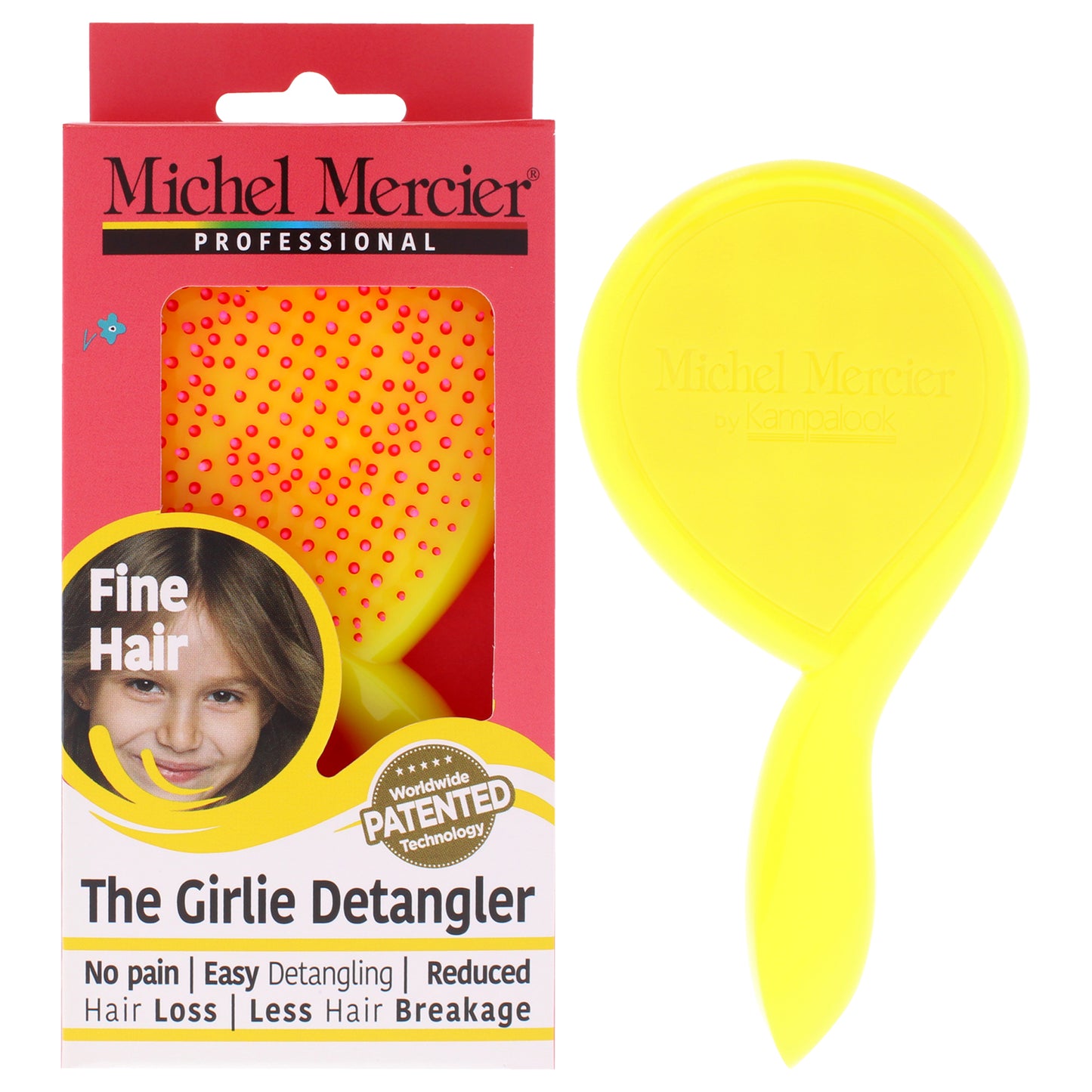 The Girlie Detangler Brush Fine Hair - Pink-Yellow
