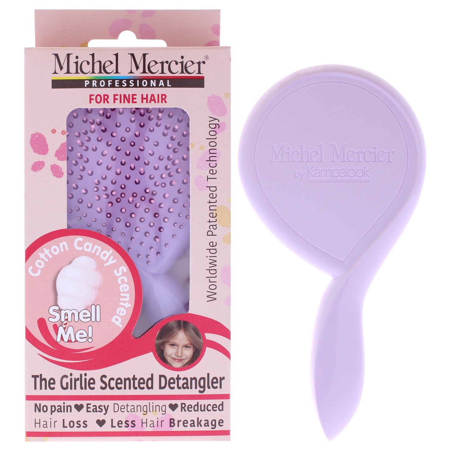 The Girlie Scented Detangler Brush Cotton Candy Fine Hair - Purple-Pink