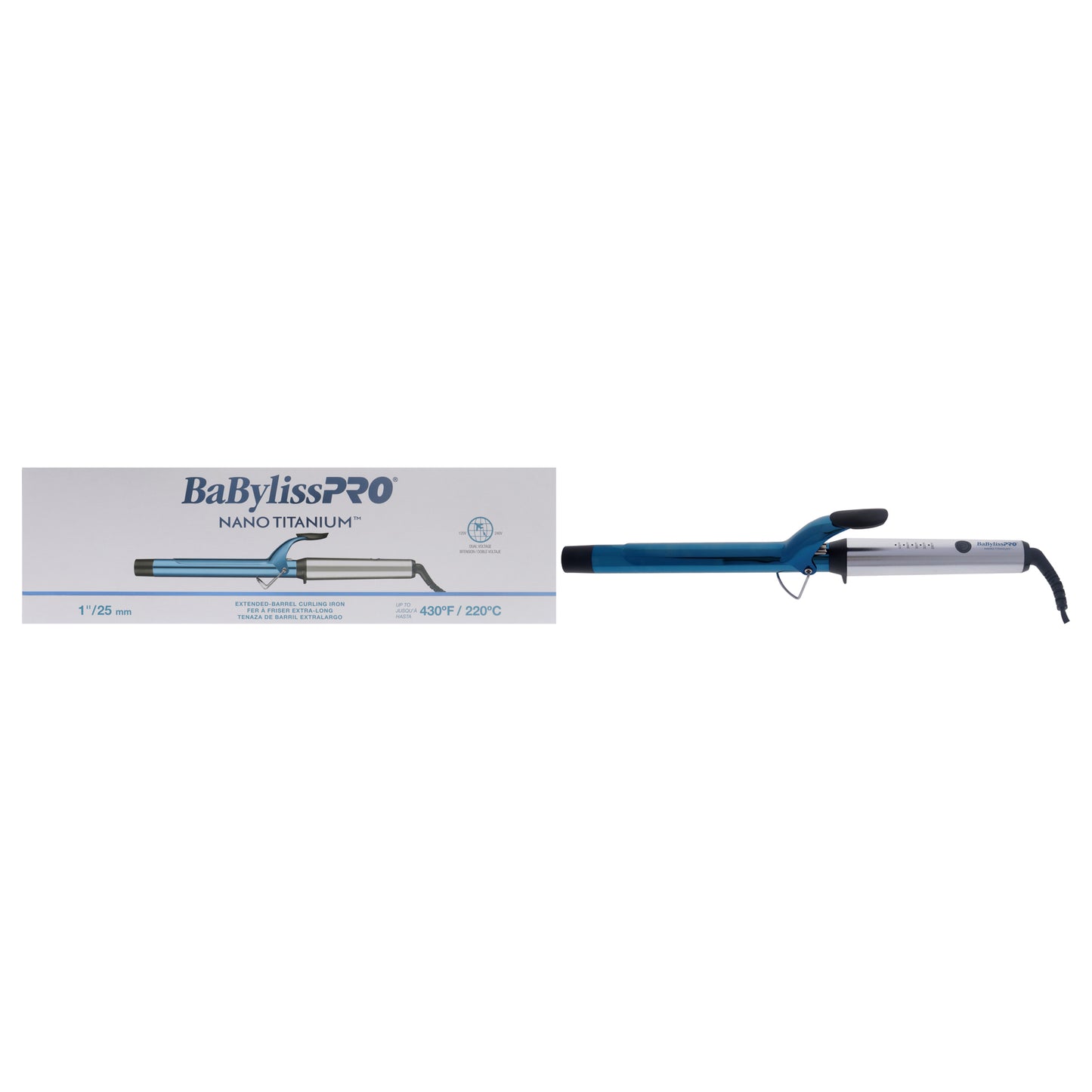 Nano Titanium Extended-Barrel Curling Iron - BNTW100XLUC - Blue-Grey