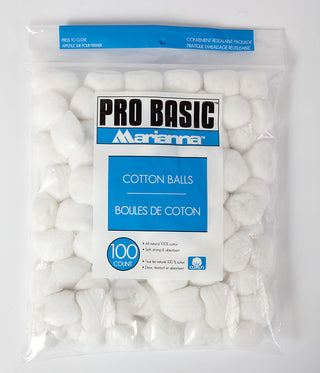 Marianna Pro Basic Cotton Balls - Soft And Absorbent - For Cleansing And Makeup Removal - 100 Pc