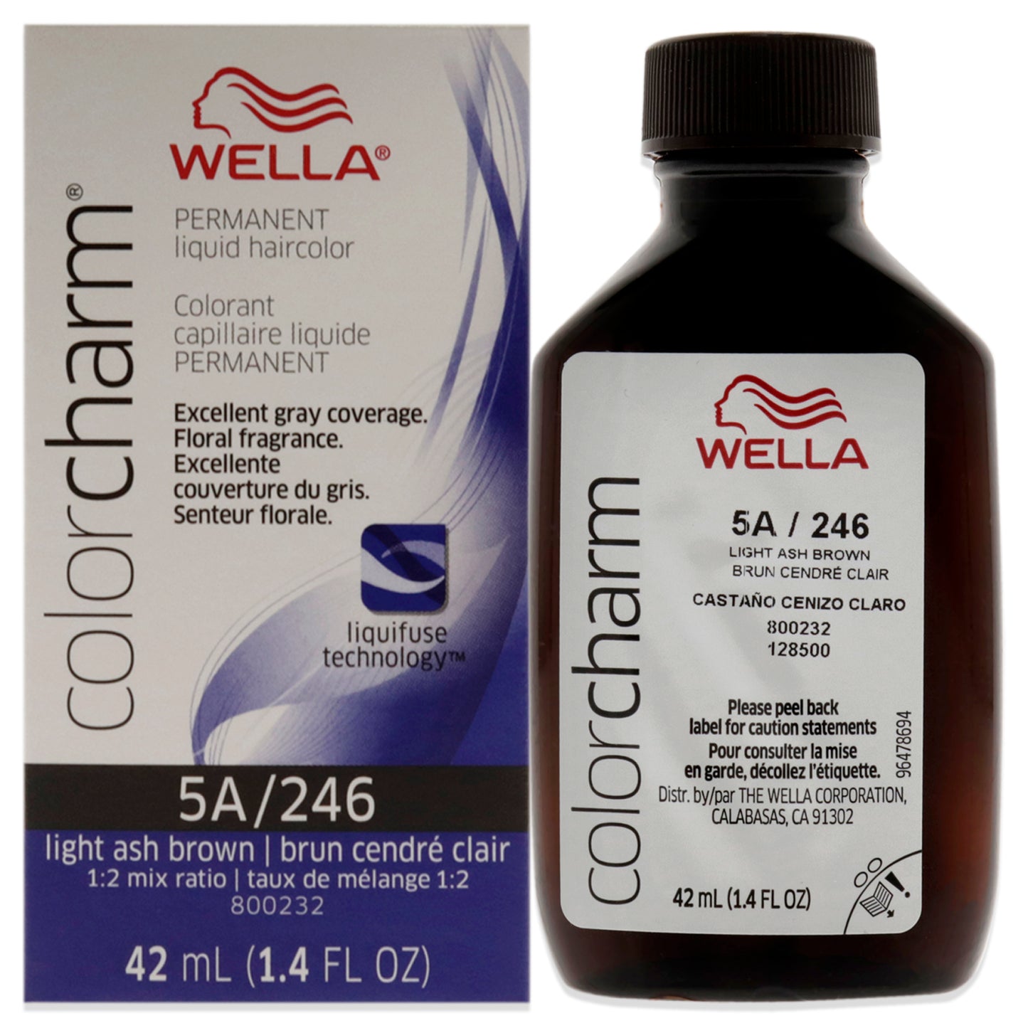 Color Charm Permanent Liquid Hair Color - 246 5A Light Ash Brown