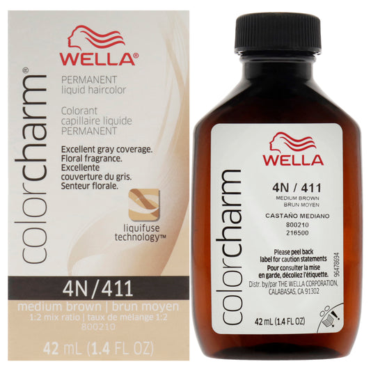 Color Charm Permanent Liquid Hair Color - 411 4N Medium Brown