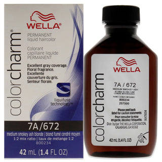 Color Charm Permanent Liquid Hair Color - 672 7A Med Smoky Ash Blonde