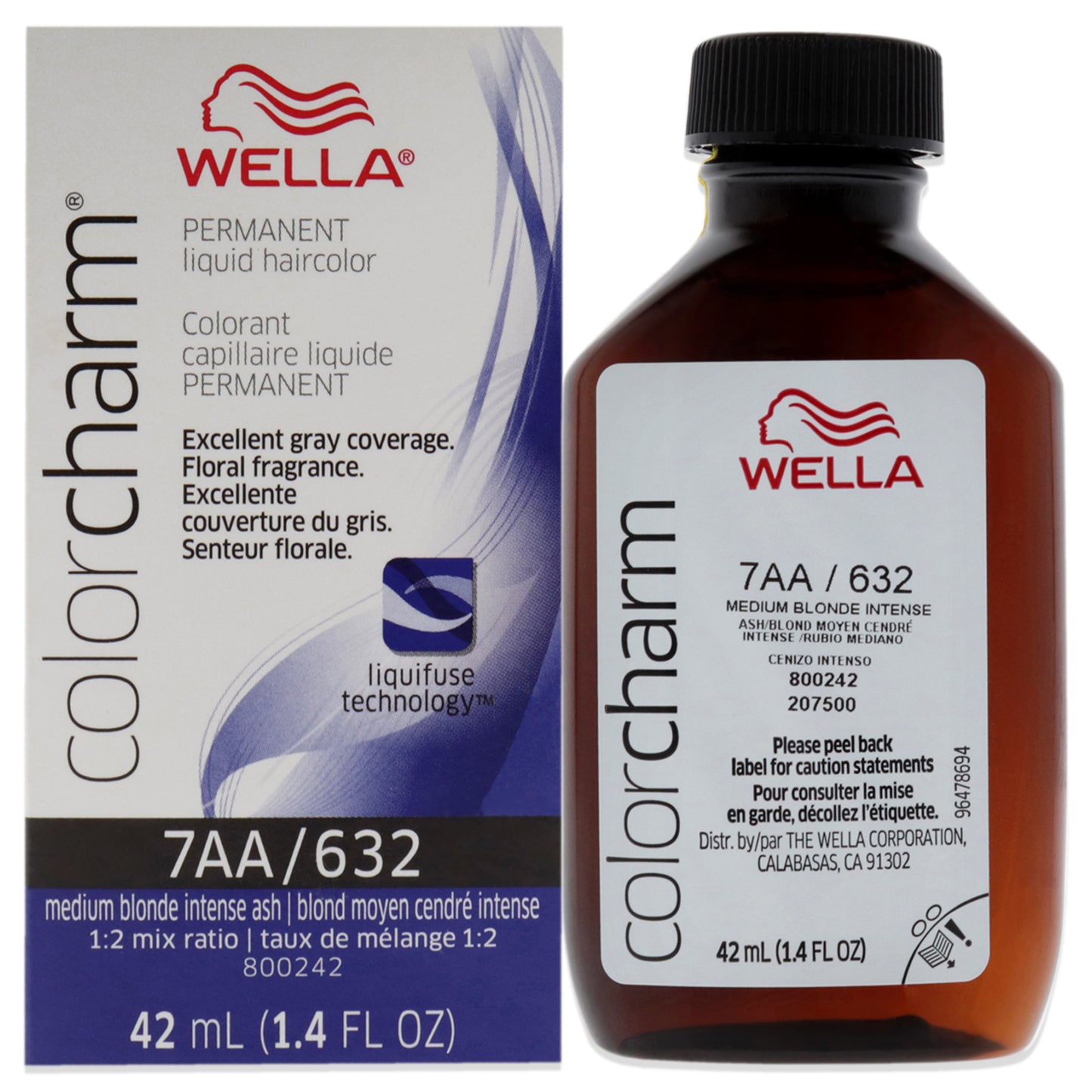 Color Charm Permanent Liquid Hair Color - 7AA 632 Medium Blonde Intense Ash