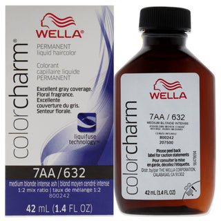 Color Charm Permanent Liquid Hair Color - 7AA 632 Medium Blonde Intense Ash