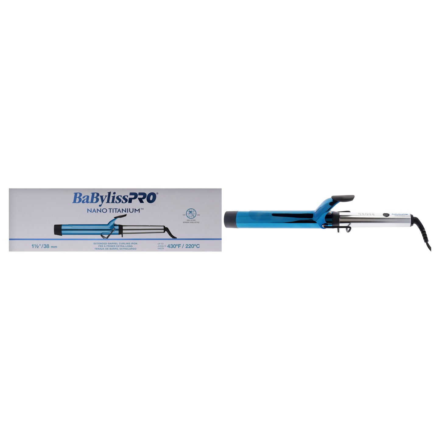 Nano Titanium Extended-Barrel Curling Iron - BNTW150XLUC Blue-Grey