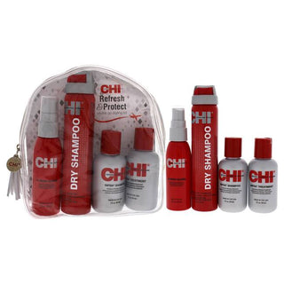 CHI Refresh and Protect Hair Kit - Infra Shampoo, Infra Treatment, Iron Guard and Dry Shampoo - 4 Pc