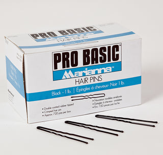 Marianna Pro Basic Hair Pins - Secure Updos, Buns And Braids Firmly In Place - Black - 1 Lb