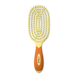 Curved and Vented Detangling C Brush - Orange by NuWay 4Hair - 1 Pc Hair Brush