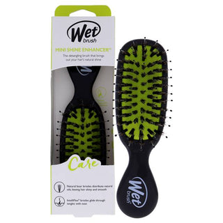 Wet Brush Mini Shine Enhancer - Flexible Boar Bristles, Detangles - Black - 1 Pc Hair Brush