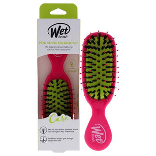 Wet Brush Mini Shine Enhancer - Flexible Boar Bristles, Detangles - Pink - 1 Pc Hair Brush