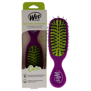 Wet Brush Mini Shine Enhancer - Flexible Boar Bristles, Detangles - Purple - 1 Pc Hair Brush