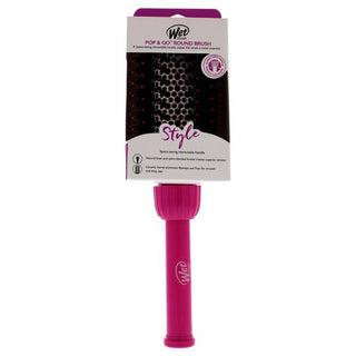 Wet Brush Pop And Go Round Brush - Nylon Blended Bristles, Smooths Hair - Pink - 1 Pc Hair Brush