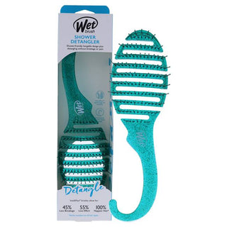 Wet Brush Shower Detangler Brush - Soft IntelliFlex Bristles - Green Glitter - 1 Pc Hair Brush