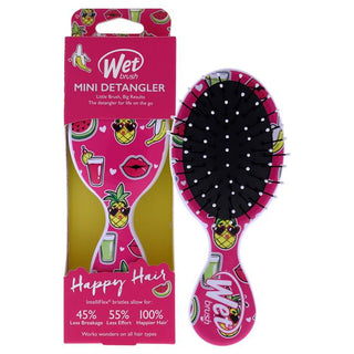 Wet Brush Mini Detangler Happy Hair Brush - For All Hair Types - Smiley Pineapple - 1 Pc Hair Brush