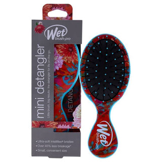 Wet Brush Pro Mini Detangler Brush Hyper Floral - Lessens Hair Breakage - Teal - 1 Pc Hair Brush