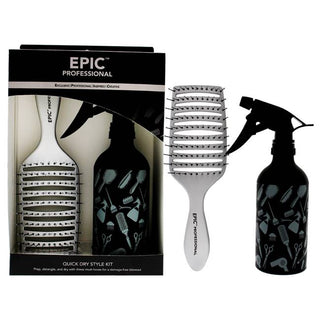 Wet Brush Epic Quick Dry Style Kit - Quick Dry Hair Brush And Aluminum Spray Bottle - 2 Pc Kit