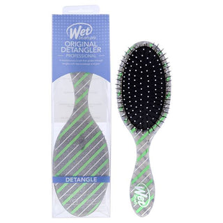 Wet Brush Pro Original Detangler Holiday Hair Brush - Soft Bristles - Green Silver Stripe - 1 Pc