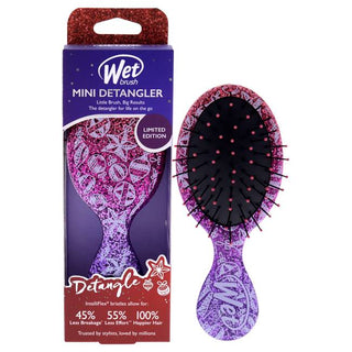 Wet Brush Mini Detangler Winter Glitter Brush - Travel Friendly - Holiday Treats - 1 Pc Hair Brush