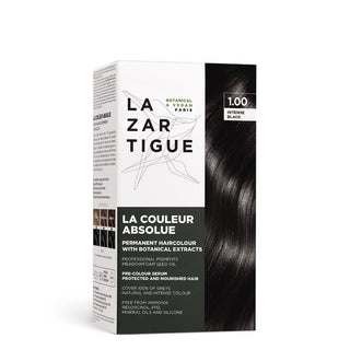 Lazartigue La Couleur Absolue Permanent Hair Color - No Ammonia - 1.00 Intense Black - 4 Pc Kit