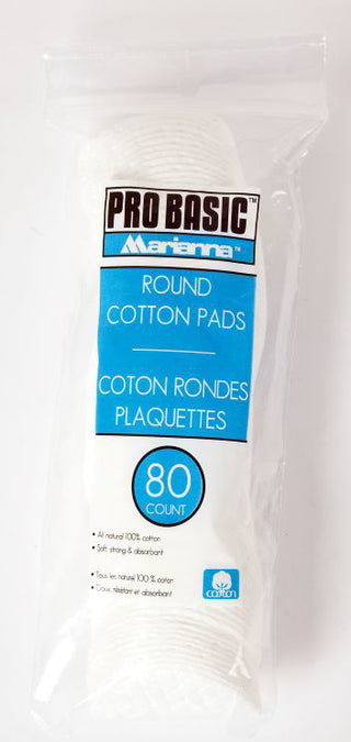 Marianna Pro Basic Round Cotton Pads - Soft And Absorbent - Removes Makeup And Nail Polish - 80 Pc