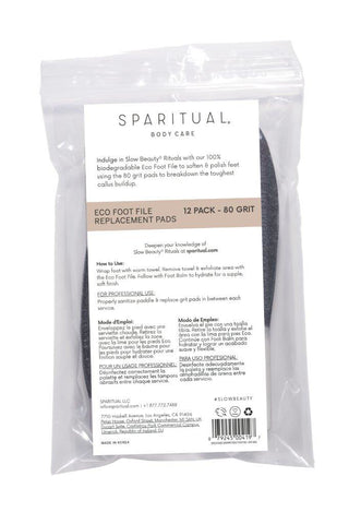 SpaRitual Eco-Foot File Replacement Pads 80 Grit (12 Pk) - Soften And Polish Feet - Reuse - 1 Pc