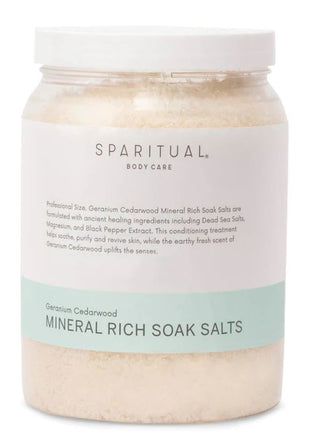 SpaRitual Mineral Rich Soak Salts - Helps Soothe, Purify And Revive - Geranium Cedarwood - 64 Fl Oz