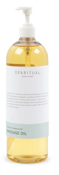 SpaRitual Geranium Cedarwood Massage Oil - Hands, Feet, Body Moisturizer - 33.8 Fl Oz Massage Oil