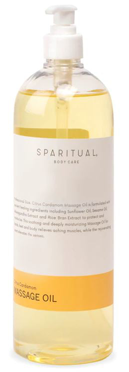 SpaRitual Citrus Cardamom Massage Oil - Hands, Feet, Body Moisturizer - 33.8 Fl Oz Massage Oil