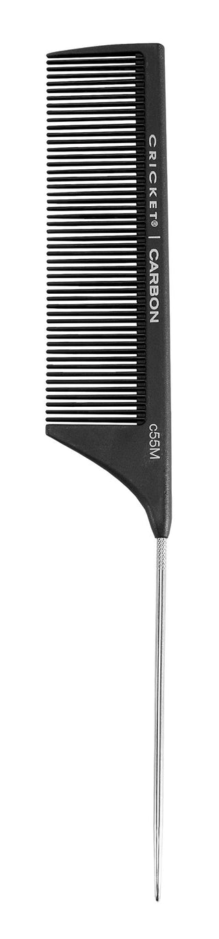 Cricket Carbon Comb Seamless Medium Tooth Pattern Metal Rattail - C55M - 1 Pc