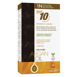 One 'N Only Argan Oil Fast 10 Permanent Hair Color Kit - 1N Natural Very Black - 7 Pc