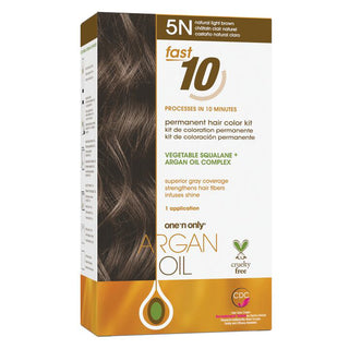 One 'N Only Argan Oil Fast 10 Permanent Hair Color Kit - 5N Natural Light Brown - 7 Pc