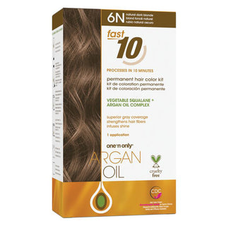 One 'N Only Argan Oil Fast 10 Permanent Hair Color Kit - 6N Natural Dark Blonde - 7 Pc