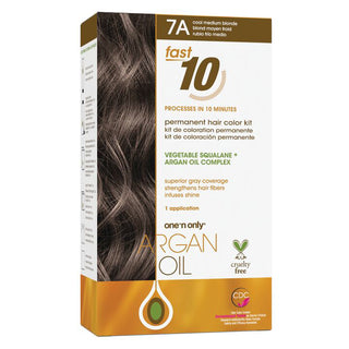 One 'N Only Argan Oil Fast 10 Permanent Hair Color Kit - 7A Cool Medium Blonde - 7 Pc