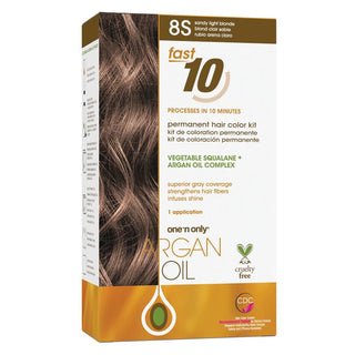One 'N Only Argan Oil Fast 10 Permanent Hair Color Kit - 8S Sandy Light Blonde - 7 Pc