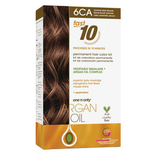 One 'N Only Argan Oil Fast 10 Permanent Hair Color Kit - 6CA Caramel Dark Blonde - 7 Pc