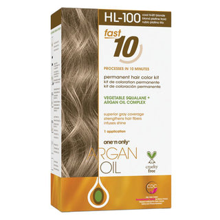 One 'N Only Argan Oil Fast 10 Permanent Hair Color Kit - HL-100 Cool Hi-Lift Blonde - 7 Pc